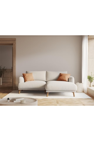 Canapé d'angle droit Margot - Beige clair - 3 places - En tissu structuré