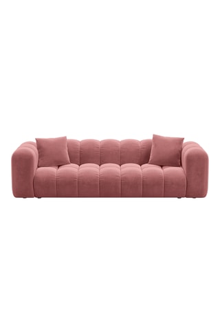 Canapé droit convertible Astro - Rose - 3 places - En tissu toucher velours - Couchage : 142 x 198 cm