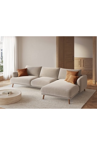 Canapé d'angle droit Margot - Beige clair - 4 places - En tissu structuré