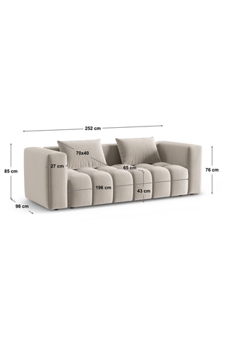 Canapé droit convertible Lorela - Beige clair - 3 places - En tissu structuré - Couchage : 148 x 196 cm