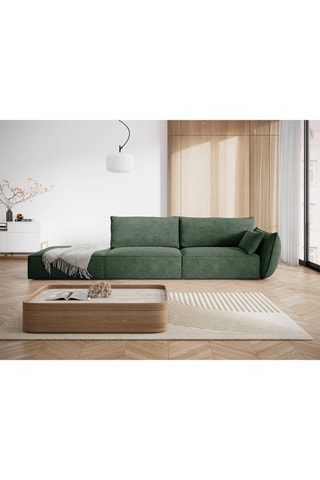 Canapé droit Vanda - Vert foncé - 4 places - En tissu chenille
