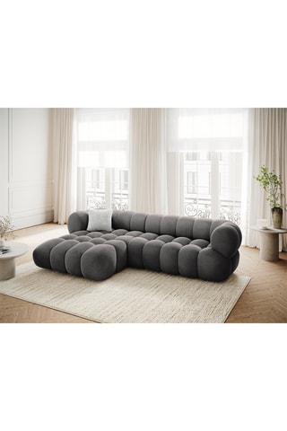 Canapé d'angle gauche Maurice - Gris foncé - 3 places - En tissu toucher velours