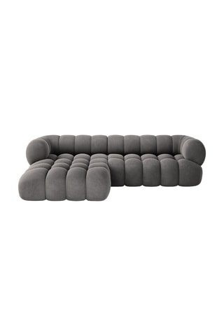 Canapé d'angle gauche Maurice - Gris foncé - 3 places - En tissu toucher velours