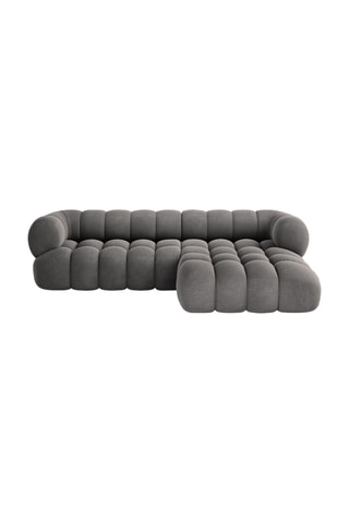 Canapé d'angle droit Maurice - Gris foncé - 3 places - En tissu toucher velours