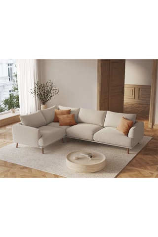 Canapé d'angle gauche Margot - Beige clair - 5 places - En tissu structuré