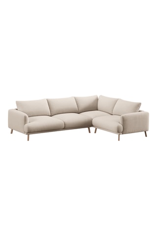 Canapé d'angle droit Margot - Beige clair - 5 places - En tissu structuré