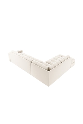 Canapé d'angle gauche Yohan - Beige clair - 5 places - En tissu toucher velours