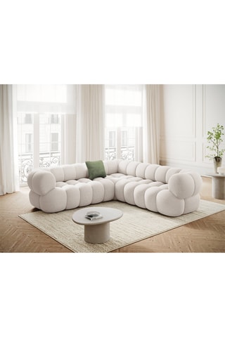 Canapé d'angle Maurice - Ecru - 5 places - En tissu chenille
