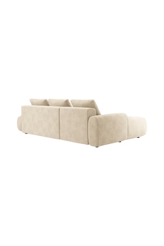 Canapé d'angle gauche convertible Simona - Beige - 4 places - En tissu toucher velours - Couchage : 225 x 143 cm