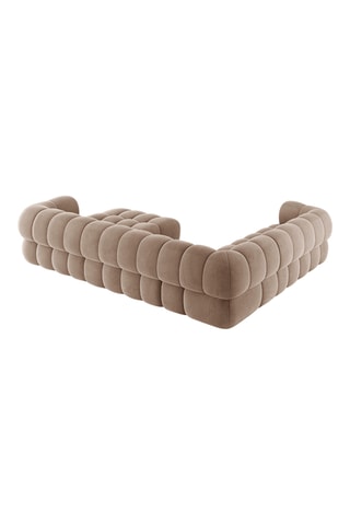 Canapé d'angle panoramique gauche Maurice - Beige - 5 places - En tissu toucher velours