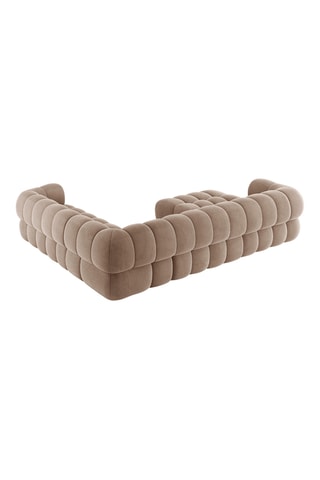 Canapé d'angle panoramique droit Maurice - Beige - 5 places - En tissu toucher velours
