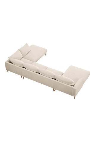 Canapé d'angle panoramique droit Margot - Beige - 6 places - En tissu toucher velours