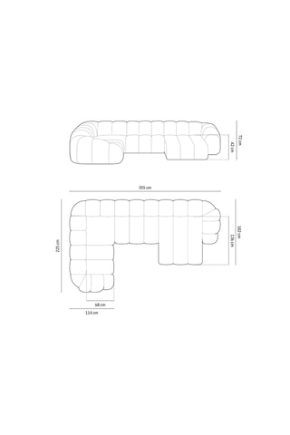 Canapé d'angle panoramique gauche Lyna - Beige - 6 places - En tissu toucher velours