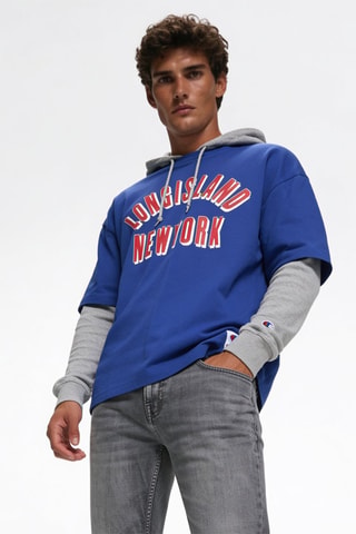 2-in-1 T-shirt met capuchon - Koningsblauw