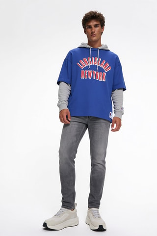 2-in-1 T-shirt met capuchon - Koningsblauw