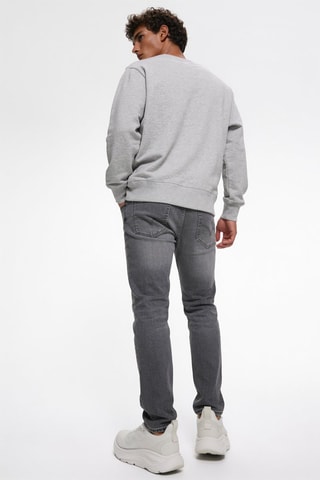 Sweater met capuchon - Gemêleerd Lichtgrijs