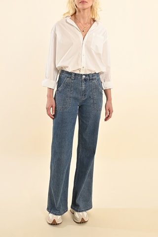 Pantalon large taille haute - Ciel - Molly Bracken