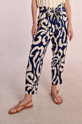 Pantalon carotte taille haute - Bleu marine - Molly Bracken