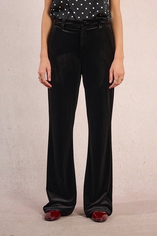 Pantalon flare taille haute en velours - Noir - Molly Bracken