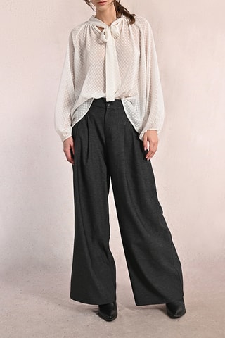 Pantalon large taille haute - Gris - Molly Bracken