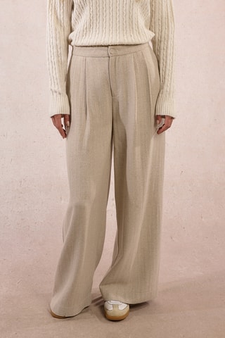 Pantalon large en laine - Beige - Molly Bracken