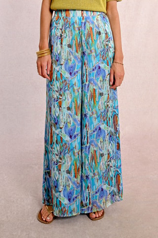 Pantalon large taille haute - Turquoise - Molly Bracken