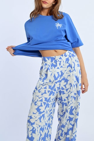 Pantalon large taille haute - Bleu cobalt - Lili Sidonio x Molly Bracken