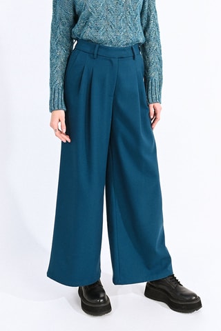 Pantalon palazzo taille haute - Bleu canard - Molly Bracken