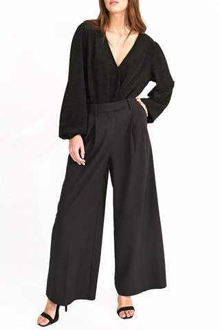 Pantalon palazzo taille haute - Noir - Molly Bracken