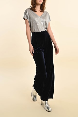 Pantalon en velours taille haute - Bleu marine - Molly Bracken