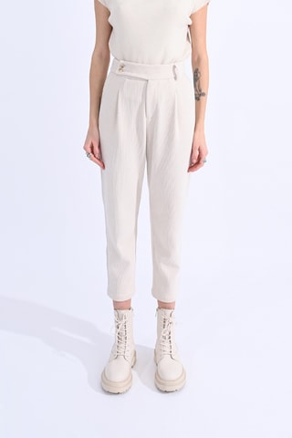 Pantalon 7/8 en velours taille haute - Ecru - Molly Bracken