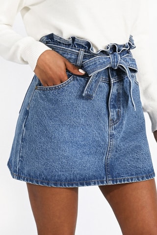 Minijupe en jean taille haute - Bleu - Molly Bracken