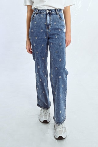 Jean droit taille haute - Bleu cobalt - Lili Sidonio x Molly Bracken