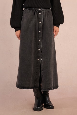 Jupe longue en jean - Noir - Molly Bracken