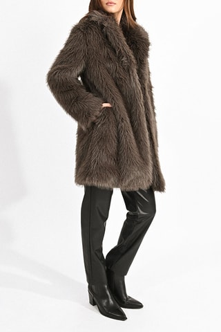 Manteau en fourrure synthétique - Taupe
