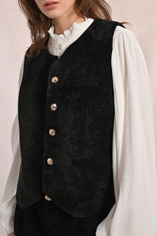 Veste sans manches en velours - Noir - Molly Bracken