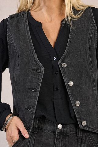 Veste sans manches en jean - Noir - Molly Bracken