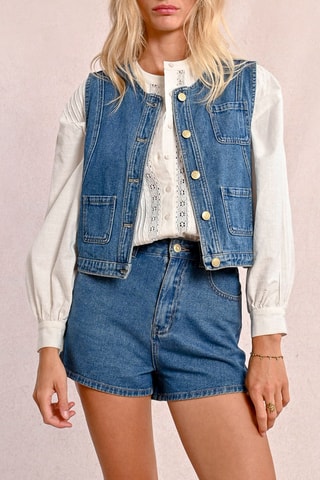 Veste sans manches en jean - Bleu - Molly Bracken