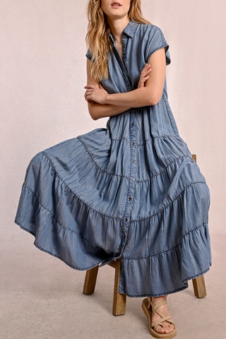 Robe chemise en jean - Bleu foncé - Molly Bracken