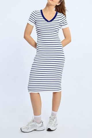Robe fourreau - Blanc et bleu marine - Lili Sidonio x Molly Bracken