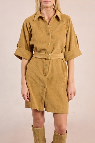 Velours Blouse-jurk - Beige - Molly Bracken