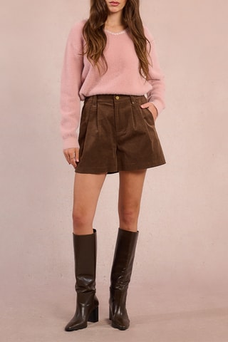Short en velours taille haute - Marron - Molly Bracken