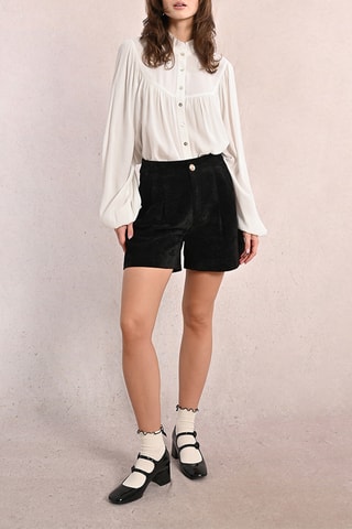 Short en velours taille haute - Noir - Molly Bracken