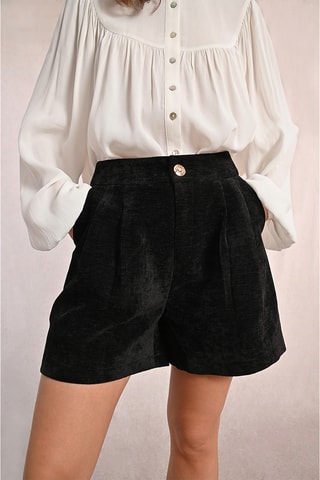 Short en velours taille haute - Noir - Molly Bracken