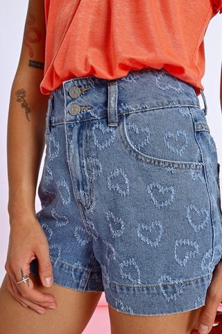 Short en jean taille haute - Bleu marine - Lili Sidonio x Molly Bracken