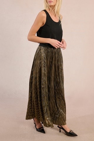 Jupe plissée taille haute - Doré - Molly Bracken