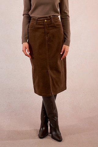 Jupe longue en velours - Marron - Molly Bracken
