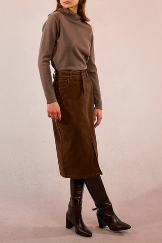 Jupe longue en velours - Marron - Molly Bracken