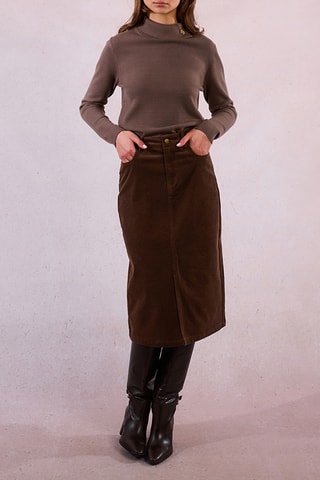 Jupe longue en velours - Marron - Molly Bracken