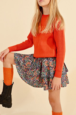 Minijupe volantée taille haute - Orange et violet - Molly Bracken Girl